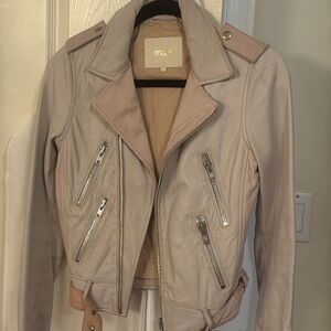Maje Blush Leather Jacket